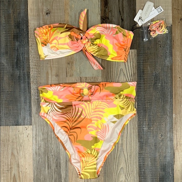 Sanctuary Orange Yellow Bikini Vibrant Tropical Print - Picture 1 of 5